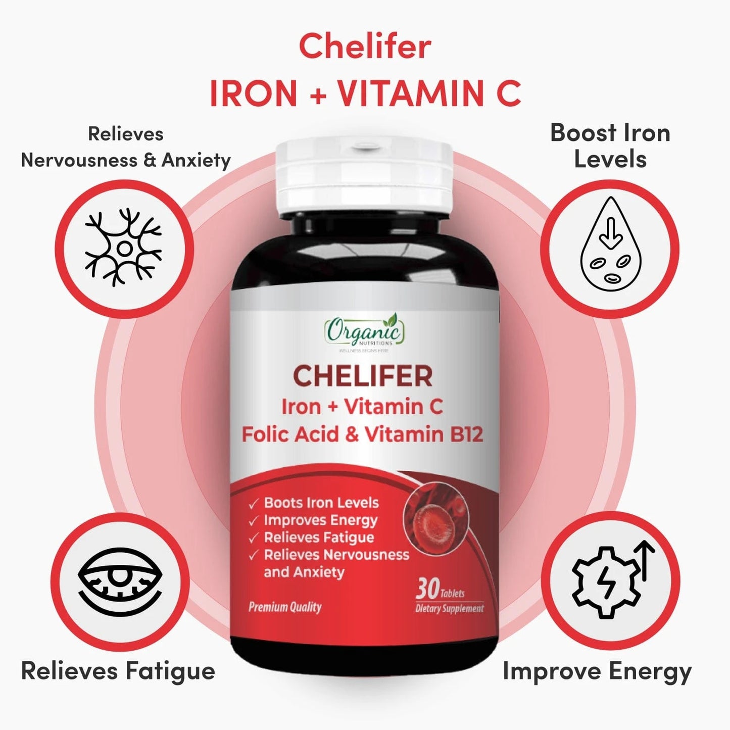 Chelifer Iron + Vitamin C - Organic Nutritions